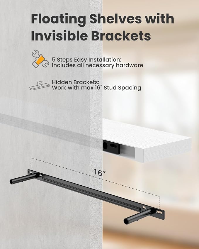 AMADA HOMEFURNISHING Floating Shelves Wall Mounted, 32 x 7 Inch Wall Shelves - Image 9