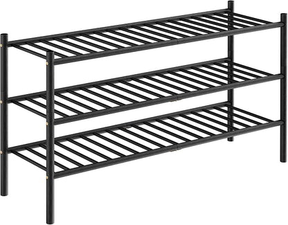 3-Tier Bamboo Long Shoe Rack, Free Standing Wood Shoe Shelf Storage Organizer - Image 7
