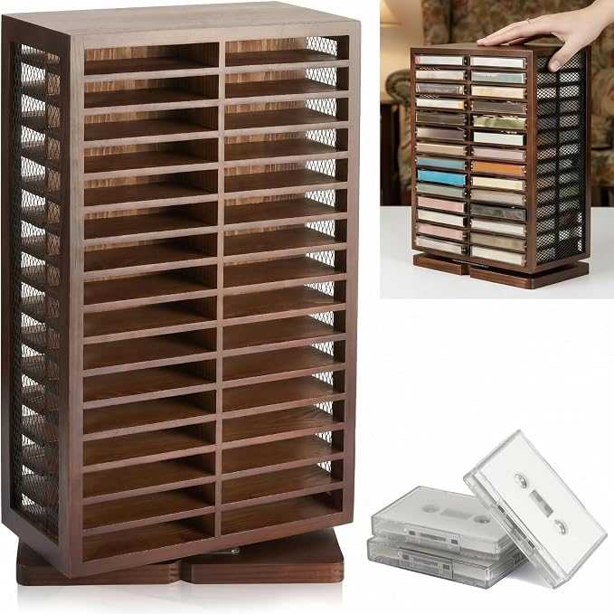 Ripeng Cassette Tape Holder Rotatable Cassette Storage 360 Degree Cd Tower by Ripeng