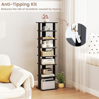 Tangkula 8-Tier Vertical Shoe Rack, Space-Saving Corner Shoe Organizer - Image 7