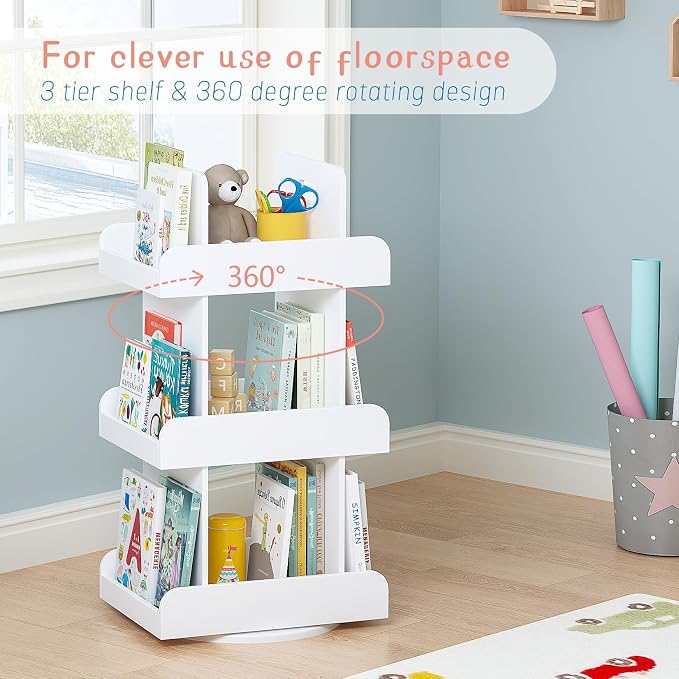 Spirich Kids Rotating Bookshelf Tower, Spinning Bookcase - Image 3