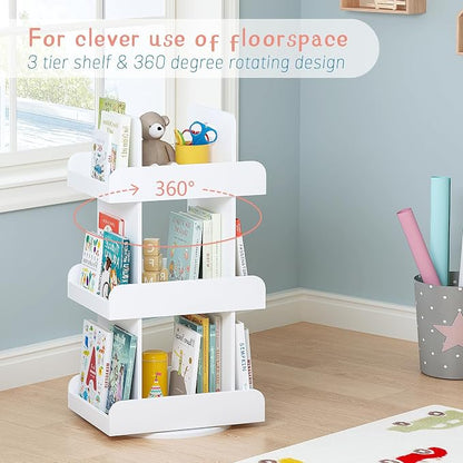 Spirich Kids Rotating Bookshelf Tower, Spinning Bookcase - Image 3