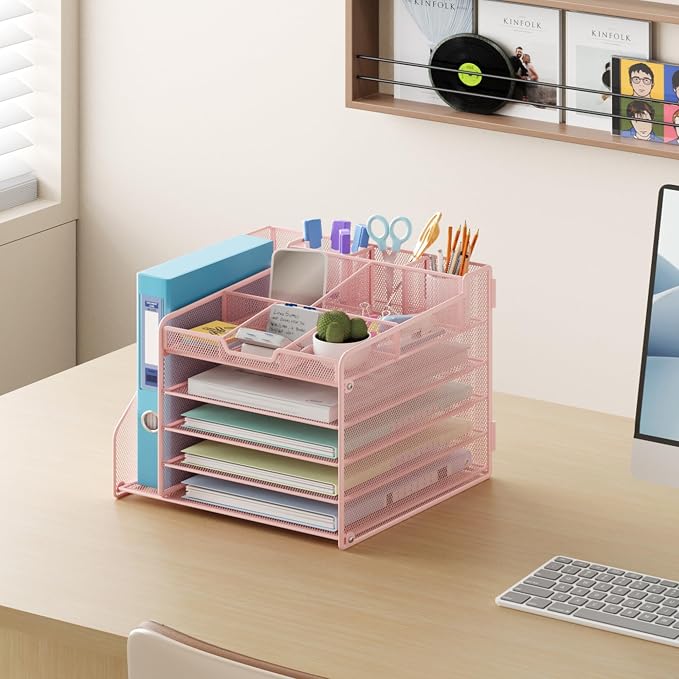 Lavatino Desk Organizer, 5-Tier Metal Mesh Paper Letter Tray - Image 4