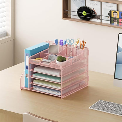 Lavatino Desk Organizer, 5-Tier Metal Mesh Paper Letter Tray - Image 4