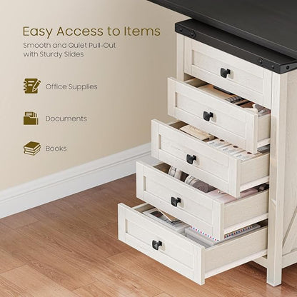 Halitaa 5 Drawer Small File Cabinet, Farmhouse Vertical Filing Cabinet | Under - Image 5