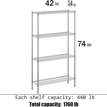 14" Deep x 42" Wide x 74" Height Wire Shelving Kit | 4-Tier | NSF Commercial - Image 3