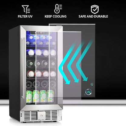 COWSAR Wine Fridge 15inch Beverage Refrigerator 2.9 Cu.Ft. Freestanding or - Image 4