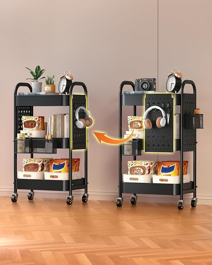 ALVOROG 3 Tier Metal Rolling Utility Cart - Image 7