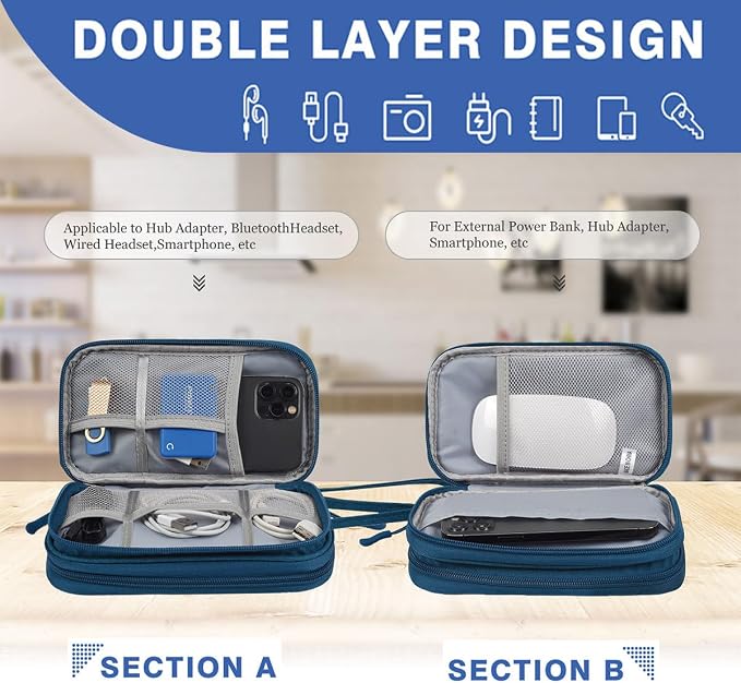 CAAORDKSO Electronics Organizer Travel Case, Water Resistant Cable Organizer - Image 3