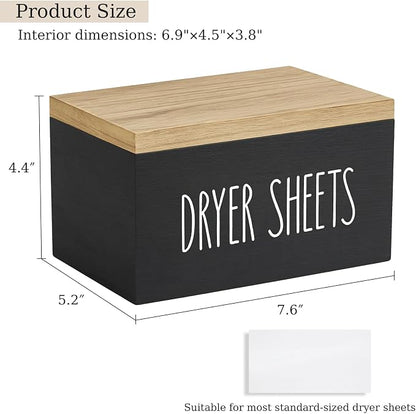 Dahey Dryer Sheet Holder with Lid Wooden Laundry Sheet Container Dispenser - Image 3