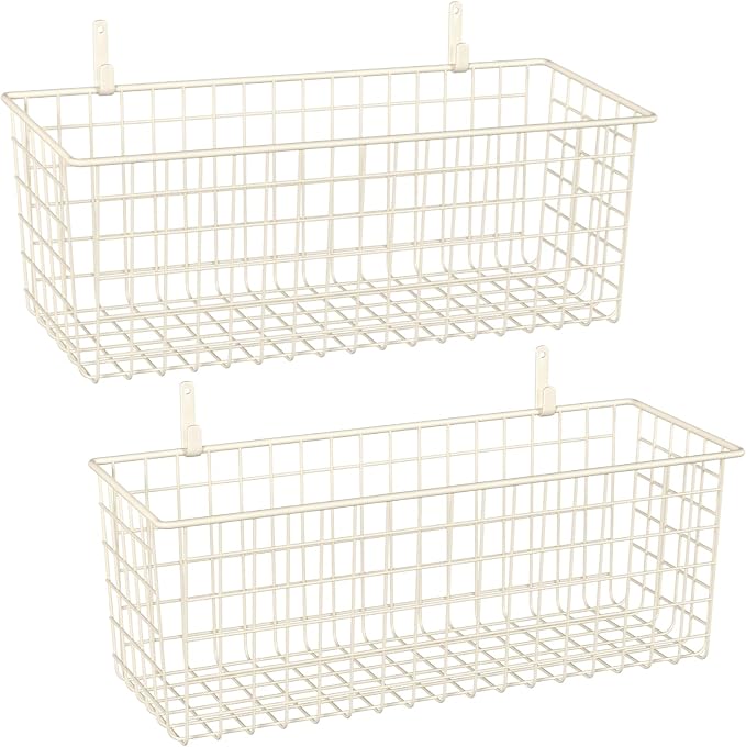 Kinlink 2 Sets White Extra Large Hanging Wall Basket by KINLINK