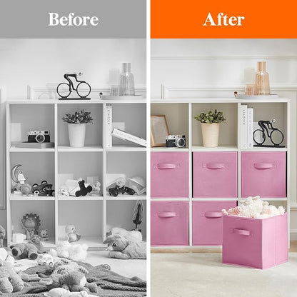 Lifewit Storage Cubes, 11 Inch Organizer Bins, 18L Pink, 6 Packs | Foldable - Image 6