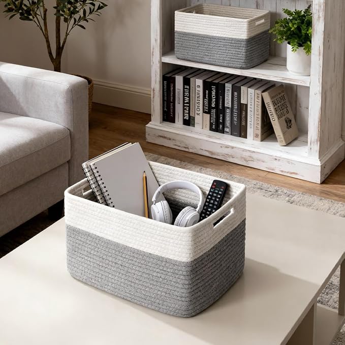5 Pack Woven Storage Baskets for Shelves, Decorative Basket Closet Organizer - Image 6