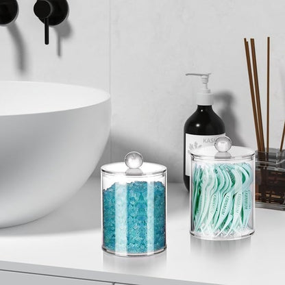 2 Pack Qtip Holder, Canister Apothecary Jar Set, Bathroom Jars - Image 6