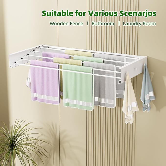 Wall Mounted Drying Rack for Laundry 31.5'', Folding Clothes Drying Rack Wall - Image 5