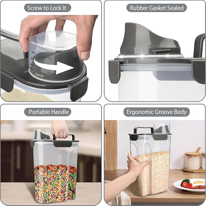 Komzon Rice Storage Containers, Airtight Cereal Containers Storage 20+10 lb - Image 5
