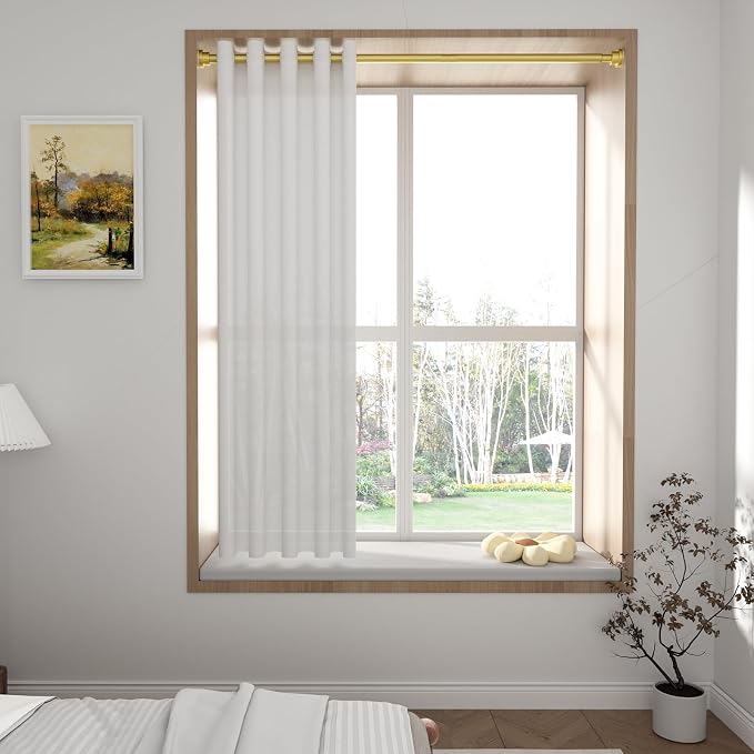1 Pack Gold Spring Tension Curtain Rod 28-48 Inches, 7/8" inch Adjustable - Image 4