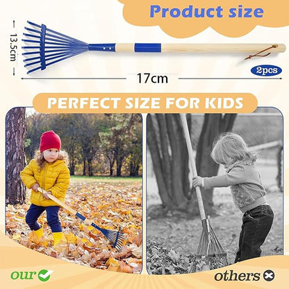 Kids Leaf Rake | 27 Inch Detachable Wooden Handle - Image 5