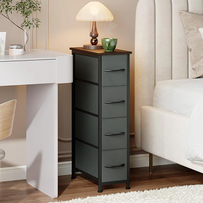 Somdot Narrow Dresser for Bedroom, 4 Drawer Storage Cabinet, Charcoal Grey | - Image 2