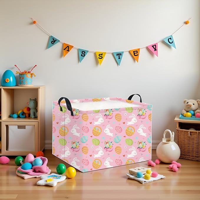 Rectangular Easter Basket for Home Kitchen Baby Girls Basket Cute Storage Bin - Image 5
