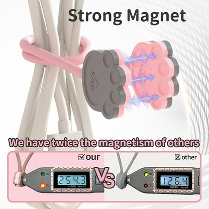 SOOOEC Magnetic Cable Ties, 32 Pack 7.2" Magnetic Cord Organizer Cute Cat's Paw - Image 5
