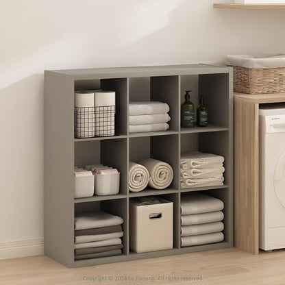 Furinno Simple Cube Storage Organizer, 9-Cube Display Shelf, Open Back Shelving - Image 2