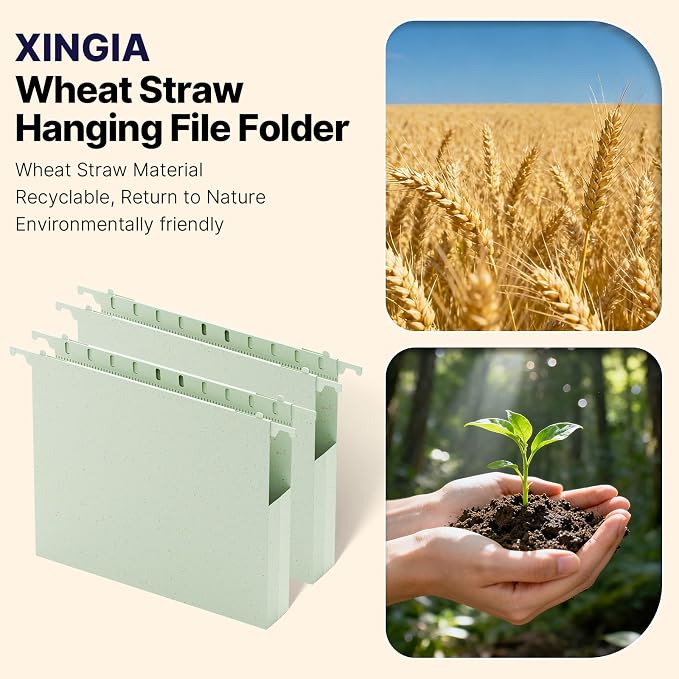 Wheat Straw Plastic Hanging File Folder Letter Size, Heavy Duty 1 Inch Expansion - Image 6