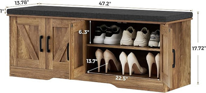HOMSHO Farmhouse Shoe Storage Bench - Image 3