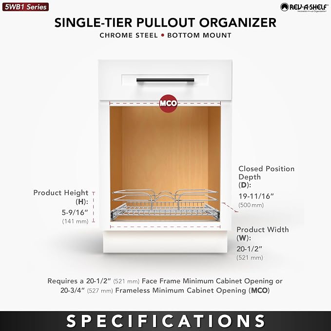 Rev-A-Shelf Kitchen Cabinet Pullout Shelf and Drawer Organizer Slide Out Pantry - Image 5