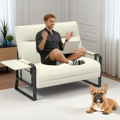 Faux Leather Loveseat, Upholstered Loveseat - Image 3