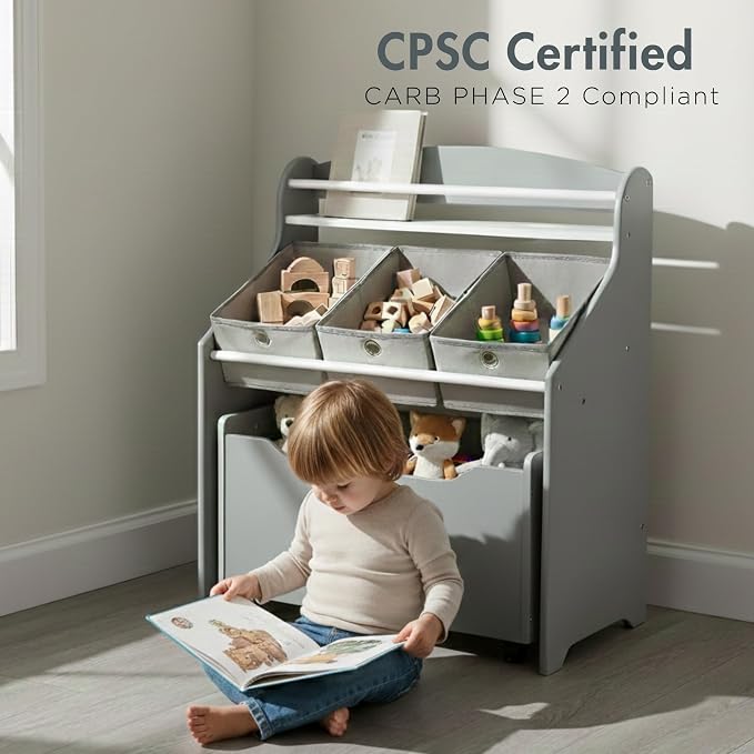 Humble Crew 3-in-1 Kids Bookshelf and Toy Storage Organizer, Bookcase - Image 5