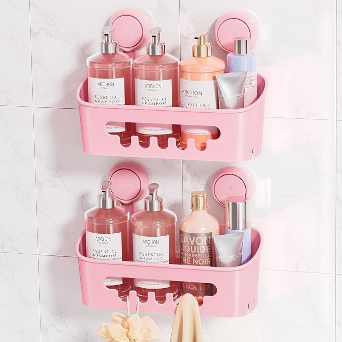 LEVERLOC Shower Caddy Suction Cup 2 Pack, Shower Organizer Removable Bathroom by LEVERLOC