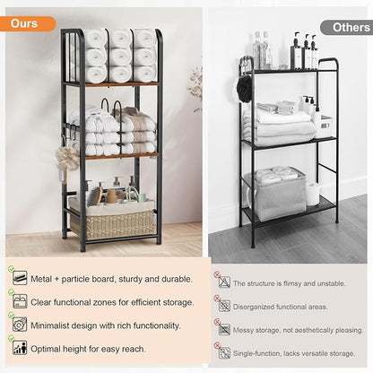 Snughome Towel Rack Free Standing 3-Tier M-Shaped Detachable Dividers, Metal - Image 7