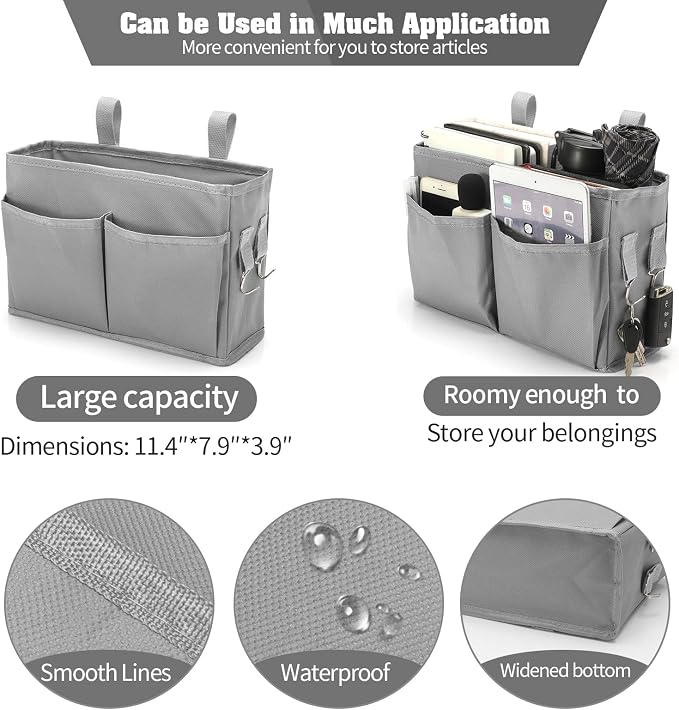 Bseash Bunk Bed Organizer, Bedside Caddy Hanging Bed Organizer Storage Bag - Image 3