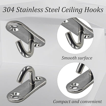 4Pcs M5 304 Stainless Steel Ceiling Hooks, Heavy Duty Pad Eye Plate - Image 4