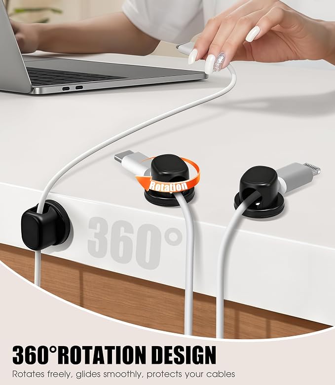 8 Pack Cord Organizer, Ω-Shaped Rotatable Cable Clips, Strong Adhesive Cable - Image 5