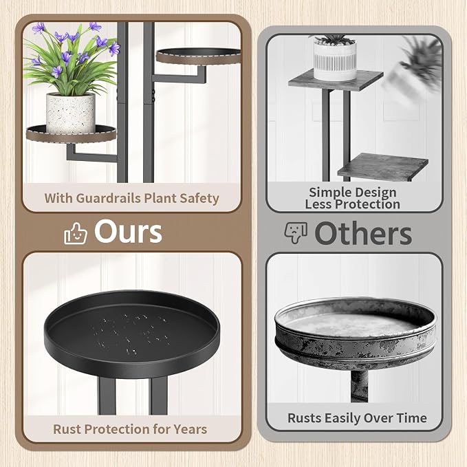 LASZOLA Black 3 Tiered Plant Stand Indoors Heavy Duty Metal Rack, Sturdy Multi - Image 4