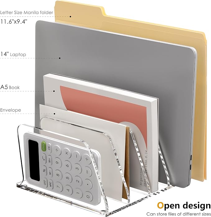 SANRUI Acrylic File Organizer for Desk, Mail Envelope Document Organization - Image 3