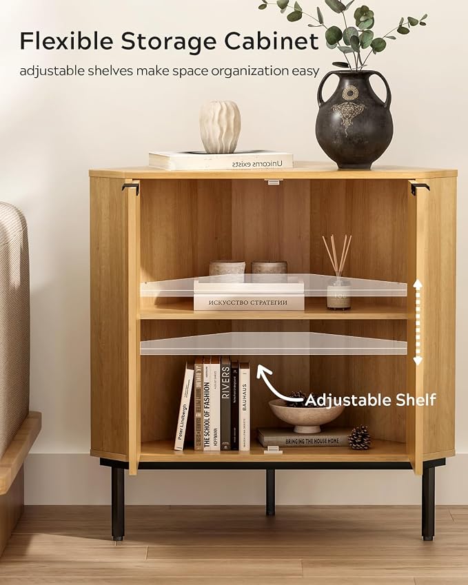 Fluted Corner Cabinet, Modern Small Corner Floor Cabinet - Image 4