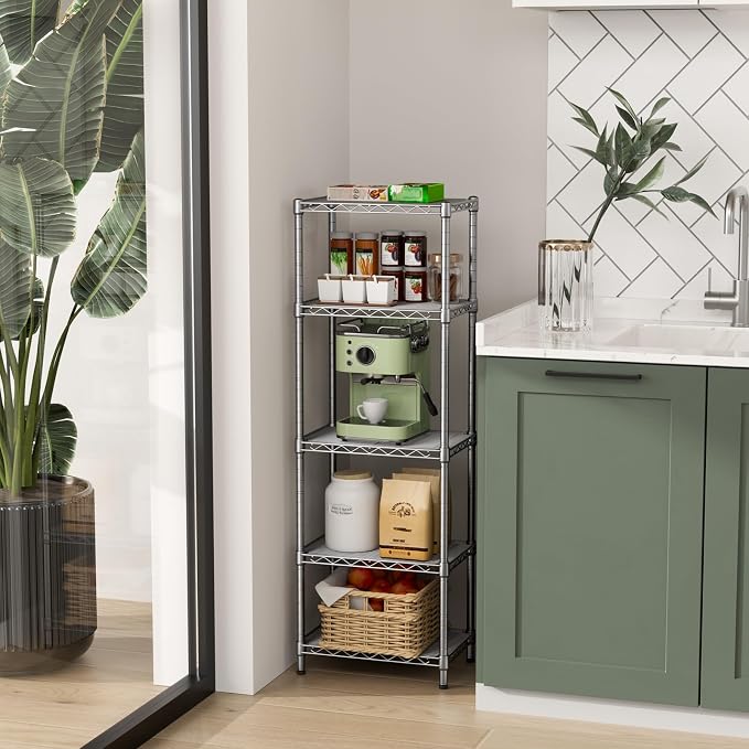 Small 5 tire Shelves Storage Wire Shelving Unit Metal Shelf Adjustable - Image 8