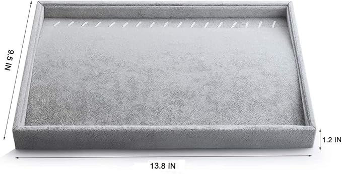 Gray Velvet Stackable 20 Hooks Necklace Jewelry Tray Showcase Display Organizer - Image 3