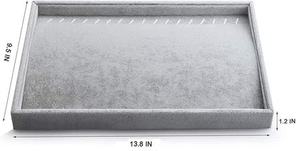 Gray Velvet Stackable 20 Hooks Necklace Jewelry Tray Showcase Display Organizer - Image 3