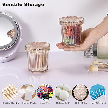 2 Pack Glass Qtip Holder with Lid, Qtip Dispenser Bathroom Storage Jars- Glass - Image 9