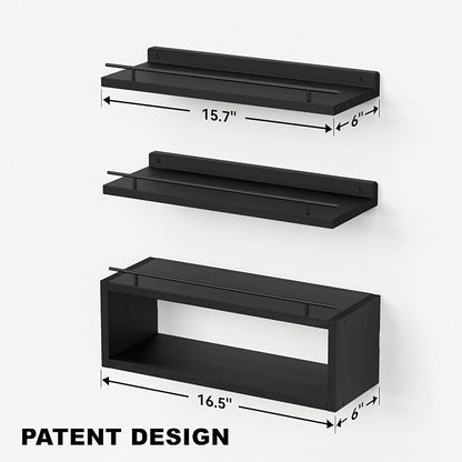Floating Shelves for Wall with Cube Shelf, Wall Shelves with Metal Rail for - Image 3