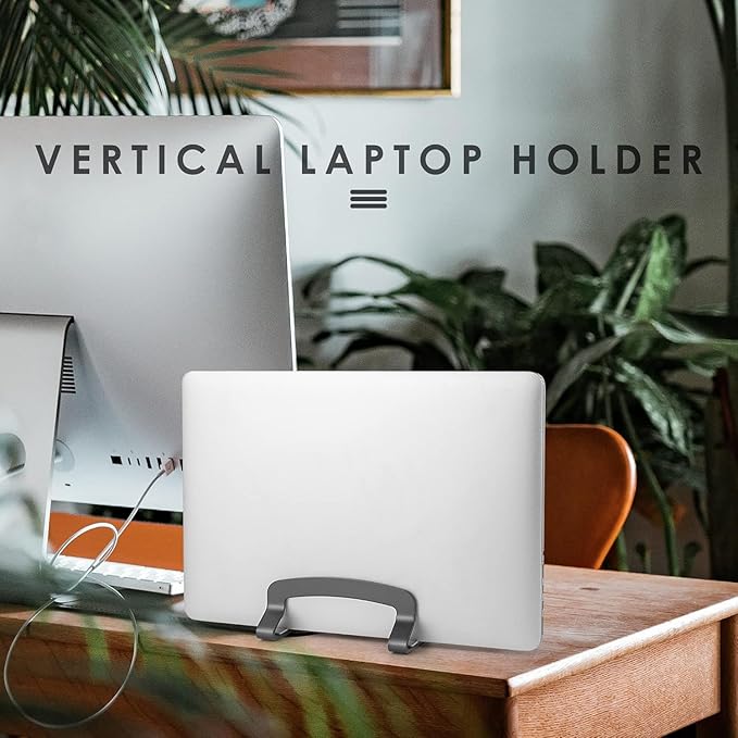 LOTEYIKE Aluminum Vertical Laptop Stand, MacBook Pro Laptop Vertical Stand Dock - Image 7
