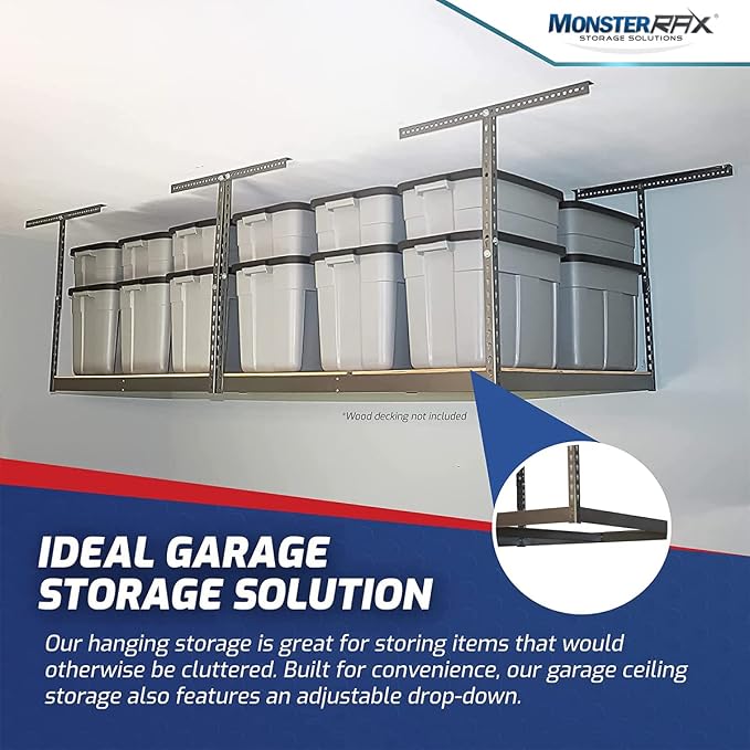 MonsterRax 4x8 Overhead Garage Storage Rack Frame Kit - Image 4