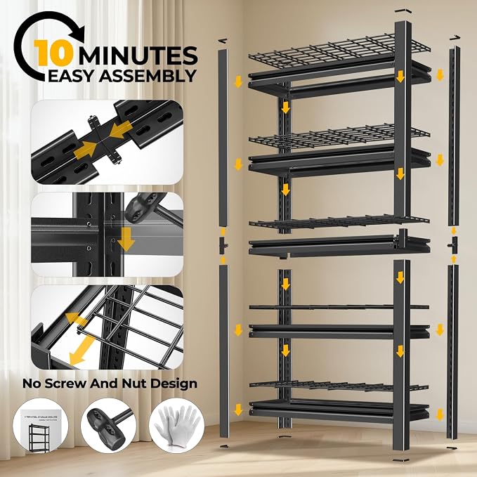 Auto Dynasty 5-Tier Storage Shelves, Metal Storage Utility Rack Shelf Unit - Image 9