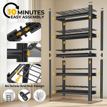 Auto Dynasty 5-Tier Storage Shelves Set of 2, Metal Storage Utility Rack Shelf - Image 8