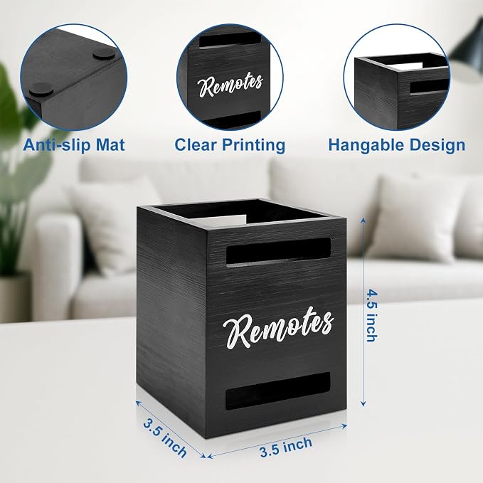 Small Remote Control Holder Wall Mount Wooden Remote Caddy Organizer - Image 4
