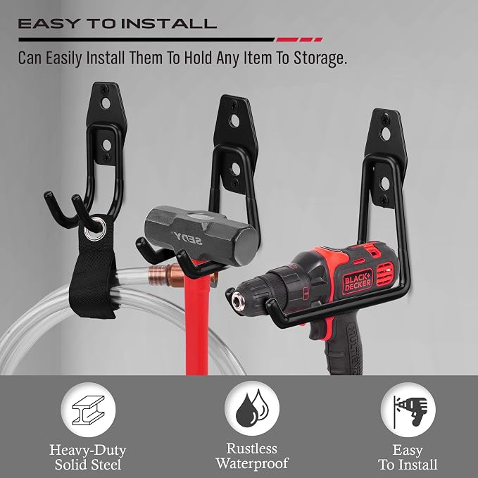 Garage Tool Storage Wall Hook Assortment Set: 15PCS Heavy Duty Large Hanger - Image 6